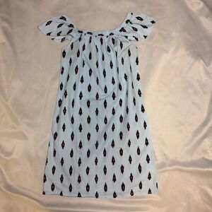 J.Crew Womens Blue Ikat Print Off The Shoulder Cotton Shift Dress XXS
